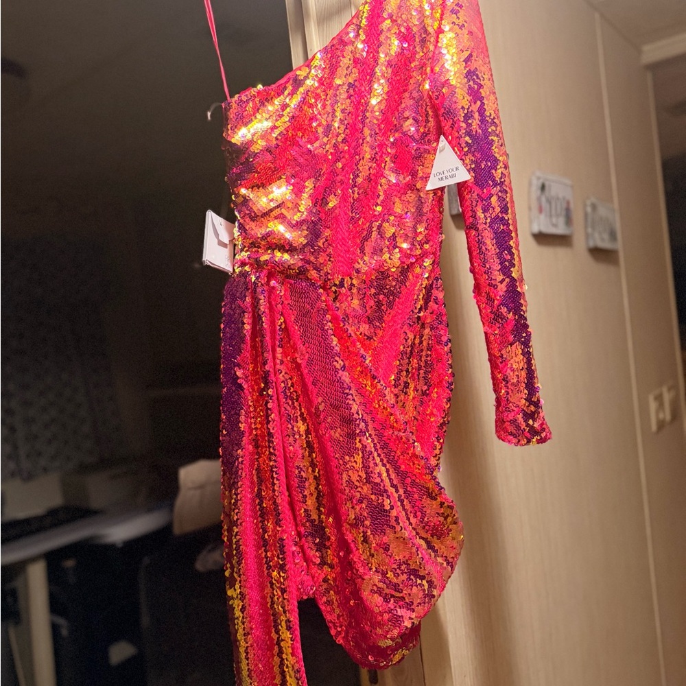 Nadine Merabi- Celina Pink Sequin Dress - Picture 10 of 11